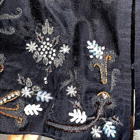 Chico’s sparkle beaded black subtle shimmer jacket - Picture 4 of 10